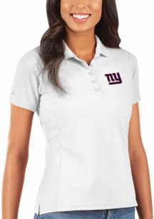 Antigua New York Giants Womens White Legacy Pique Short Sleeve Polo Shirt