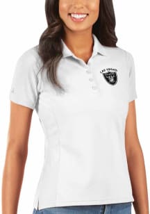 Antigua Las Vegas Raiders Womens White Legacy Pique Short Sleeve Polo Shirt