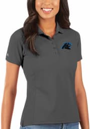 Antigua Carolina Panthers Womens Grey Legacy Pique Short Sleeve Polo Shirt
