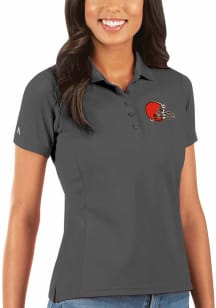 Antigua Cleveland Browns Womens Grey Legacy Pique Short Sleeve Polo Shirt