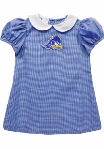 Vive La Fete Delaware Fightin' Blue Hens Baby Girls Blue Gingham Collar Short Sleeve Dress