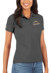 Antigua Los Angeles Chargers Womens Grey Legacy Pique Short Sleeve Polo Shirt