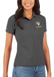 Antigua Los Angeles Rams Womens Grey Legacy Pique Short Sleeve Polo Shirt