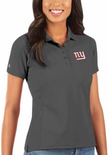 Antigua New York Giants Womens Grey Legacy Pique Short Sleeve Polo Shirt