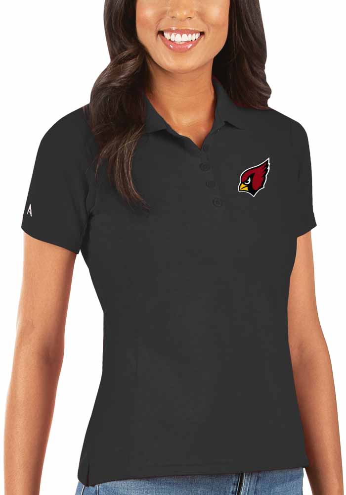 Antigua Arizona Cardinals Womens Black Legacy Pique Short Sleeve Polo Shirt