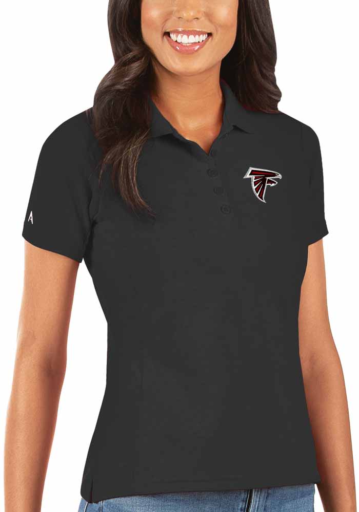 Antigua Atlanta Falcons Womens Black Legacy Pique Short Sleeve Polo Shirt