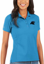 Antigua Carolina Panthers Womens Blue Legacy Pique Short Sleeve Polo Shirt