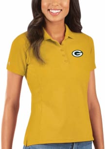 Antigua Green Bay Packers Womens Gold Legacy Pique Short Sleeve Polo Shirt