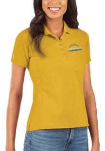 Antigua Los Angeles Chargers Womens Gold Legacy Pique Short Sleeve Polo Shirt