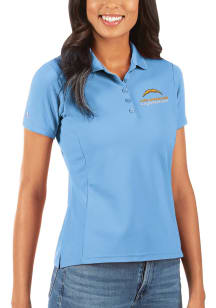 Antigua Los Angeles Chargers Womens Blue Legacy Pique Short Sleeve Polo Shirt