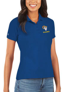 Antigua Los Angeles Rams Womens Blue Legacy Pique Short Sleeve Polo Shirt