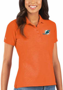 Antigua Miami Dolphins Womens Orange Legacy Pique Short Sleeve Polo Shirt