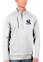 Antigua New York Yankees Mens White Generation Long Sleeve 1/4 Zip Pullover