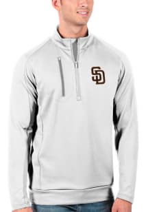 Antigua San Diego Padres Mens White Generation Long Sleeve 1/4 Zip Pullover