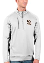 Antigua San Diego Padres Mens White Generation Long Sleeve 1/4 Zip Pullover