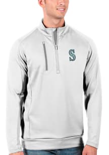 Antigua Seattle Mariners Mens White Generation Long Sleeve 1/4 Zip Pullover