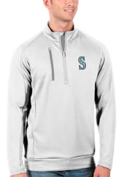 Antigua Seattle Mariners Mens White Generation Long Sleeve 1/4 Zip Pullover