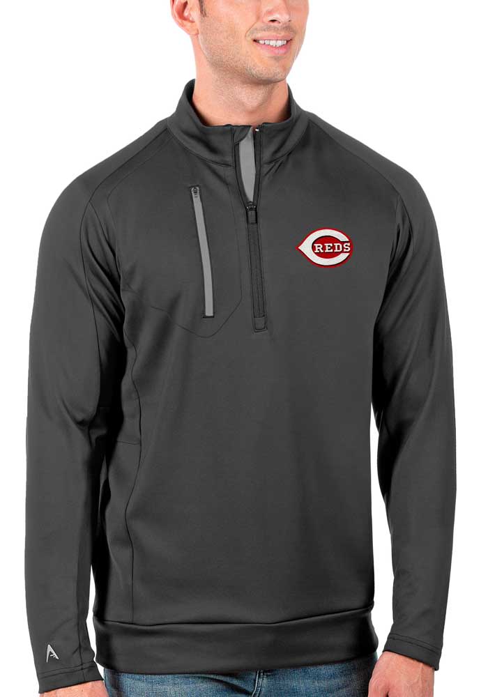 Antigua Cincinnati Reds Mens Generation Long Sleeve Qtr Zip Pullover