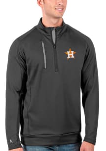 Antigua Houston Astros Mens Grey Generation Long Sleeve 1/4 Zip Pullover