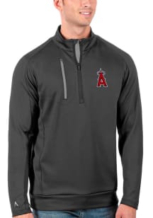 Antigua Los Angeles Angels Mens Grey Generation Long Sleeve 1/4 Zip Pullover