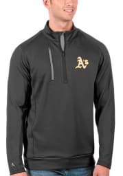 Antigua Oakland Athletics Mens Grey Generation Long Sleeve 1/4 Zip Pullover