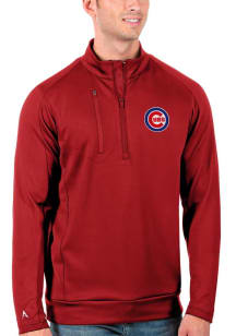 Antigua Chicago Cubs Mens Red Generation Long Sleeve 1/4 Zip Pullover
