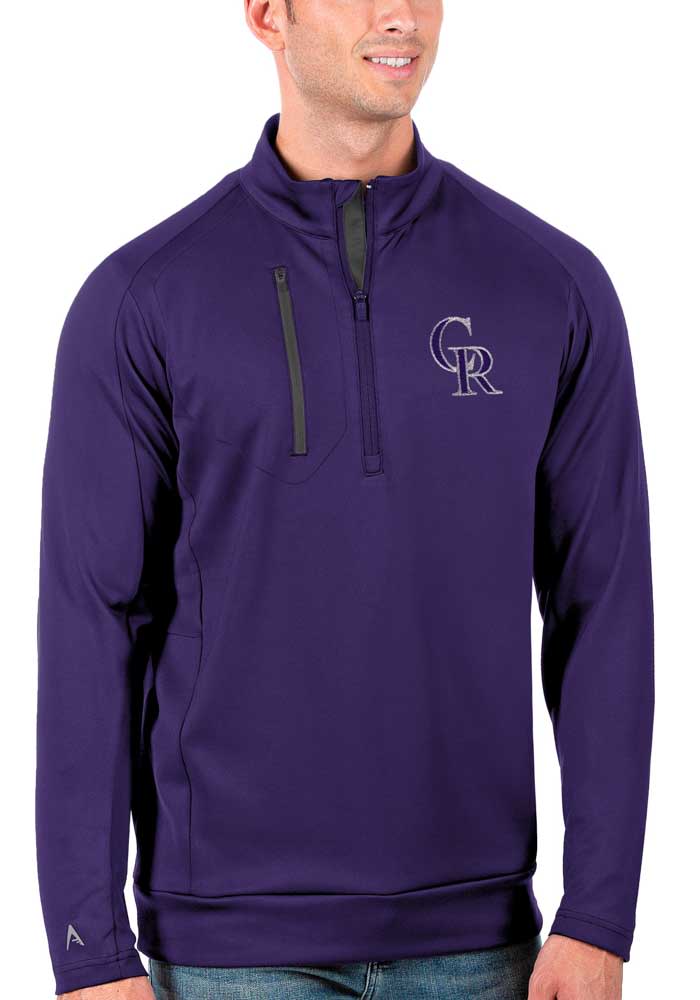 Antigua Colorado Rockies Mens Purple Generation Long Sleeve 1/4 Zip Pullover