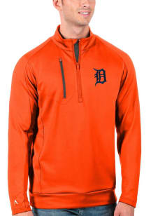 Antigua Detroit Tigers Mens Orange Generation Long Sleeve 1/4 Zip Pullover
