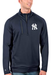 Antigua New York Yankees Mens Navy Blue Generation Long Sleeve 1/4 Zip Pullover