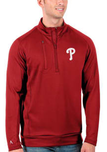 Antigua Philadelphia Phillies Mens Red Generation Long Sleeve 1/4 Zip Pullover