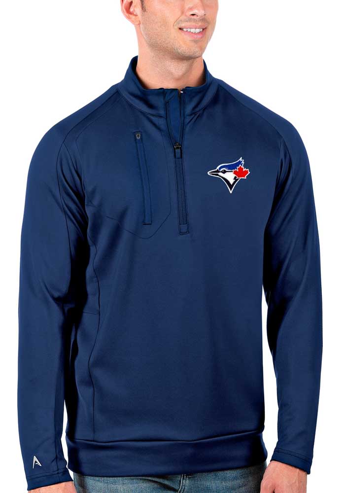 Men's Antigua Red Toronto Blue Jays Team Quarter-Zip Pullover Top Size: Medium