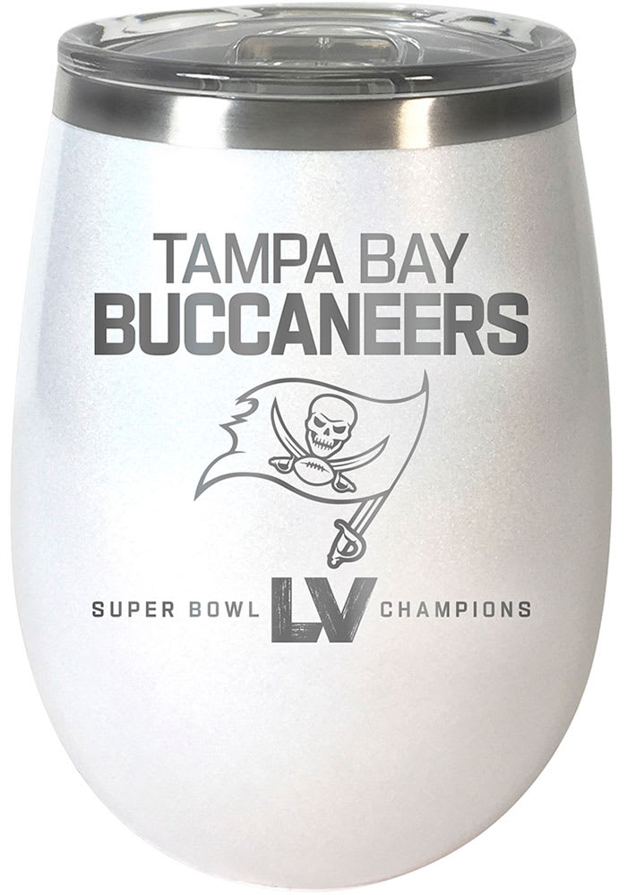 Tampa Bay Buccaneers Super Bowl LV Champions 10oz Opal Wine Stainless Steel Tumbler - White