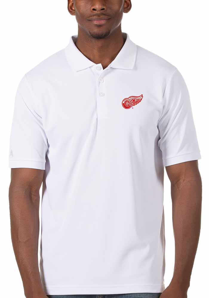 Antigua Detroit Red Wings Mens White Legacy Pique Short Sleeve Polo