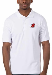 Antigua New Jersey Devils Mens White Legacy Pique Short Sleeve Polo