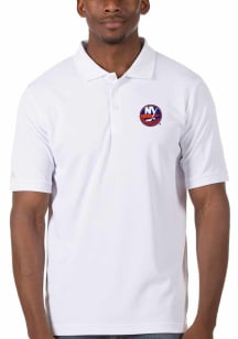 Antigua New York Islanders Mens White Legacy Pique Short Sleeve Polo