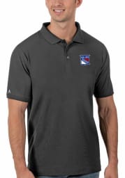 Antigua New York Rangers Mens Grey Legacy Pique Short Sleeve Polo
