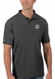 Antigua Winnipeg Jets Mens Grey Legacy Pique Short Sleeve Polo