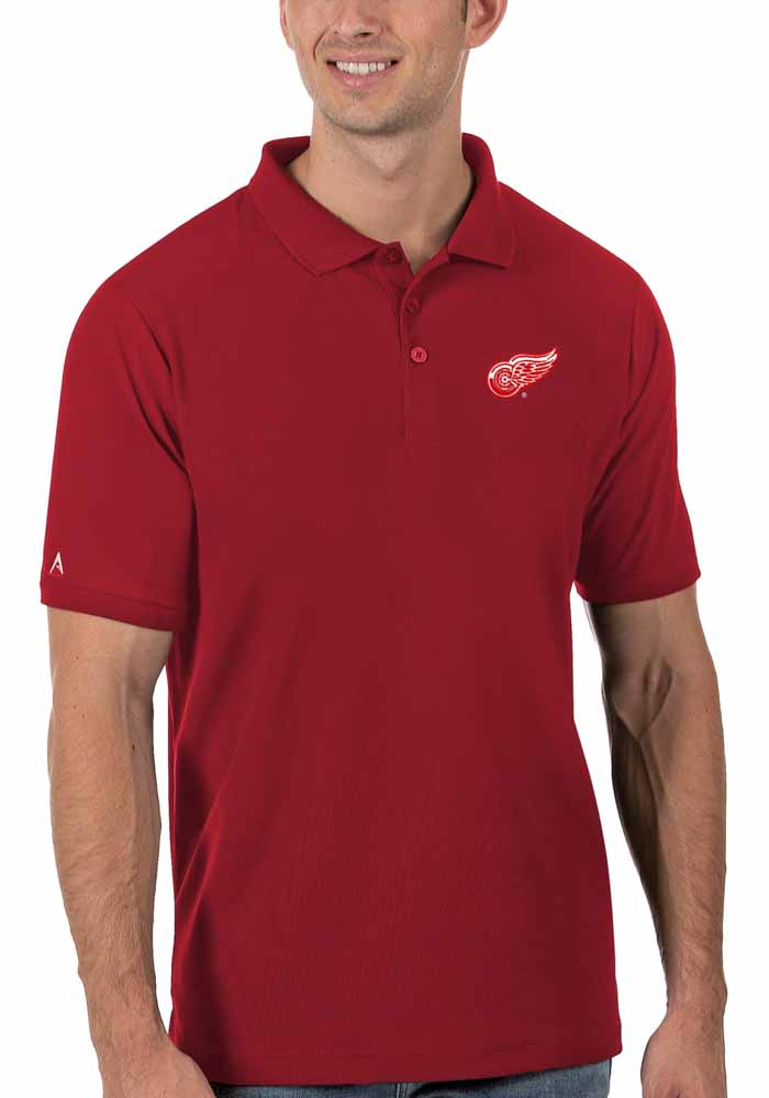 Antigua Detroit Red Wings Mens Red Legacy Pique Short Sleeve Polo