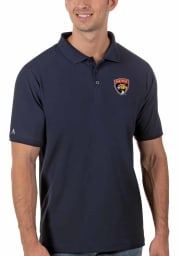 Antigua Florida Panthers Mens Navy Blue Legacy Pique Short Sleeve Polo