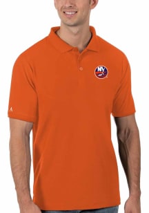 Antigua New York Islanders Mens Orange Legacy Pique Short Sleeve Polo