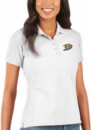 Antigua Anaheim Ducks Womens White Legacy Pique Short Sleeve Polo Shirt