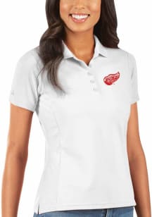 Antigua Detroit Red Wings Womens White Legacy Pique Short Sleeve Polo Shirt