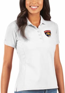 Antigua Florida Panthers Womens White Legacy Pique Short Sleeve Polo Shirt