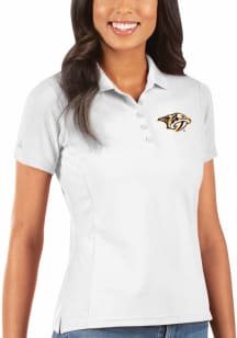 Antigua Nashville Predators Womens White Legacy Pique Short Sleeve Polo Shirt