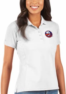 Antigua New York Islanders Womens White Legacy Pique Short Sleeve Polo Shirt