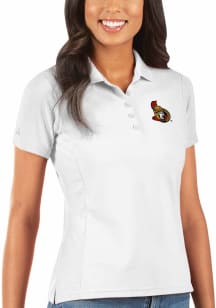 Antigua Ottawa Senators Womens White Legacy Pique Short Sleeve Polo Shirt