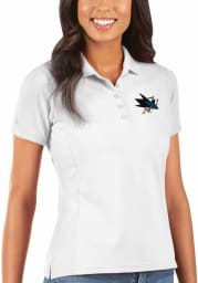 Antigua San Jose Sharks Womens White Legacy Pique Short Sleeve Polo Shirt