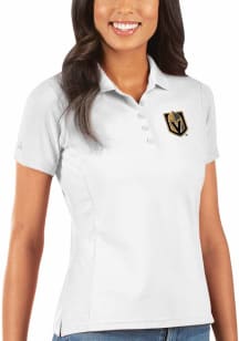 Antigua Vegas Golden Knights Womens White Legacy Pique Short Sleeve Polo Shirt