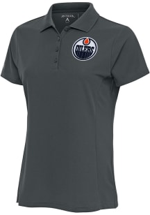 Antigua Edmonton Oilers Womens Grey Legacy Pique Short Sleeve Polo Shirt