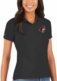 Antigua Arizona Coyotes Womens Black Legacy Pique Short Sleeve Polo Shirt